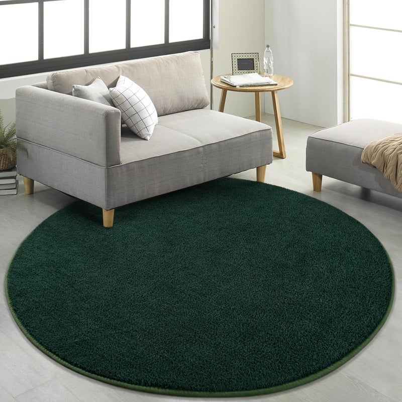 FlyDOIT Round Area Rugs for Bedroom Living Room, 4x4 Dark Green Super Soft Comfy Thickened Memory-Foam Indoor Circle Carpet, Modern Aesthetic Minimalist Carpet for Boys Girls Adults Nursery Home Décor - Image 4